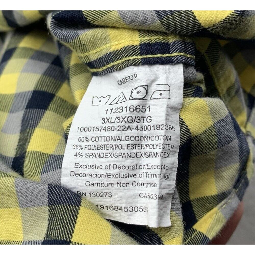 Wrangler Shirt Mens 3XL Regular Fit Metal Buttons Yellow Black‎ Gray Check Plaid - Picture 11 of 12